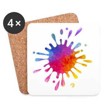 Colorful Splash of Color - Gradient Watercolor - Coasters (set of 4) - white - Front