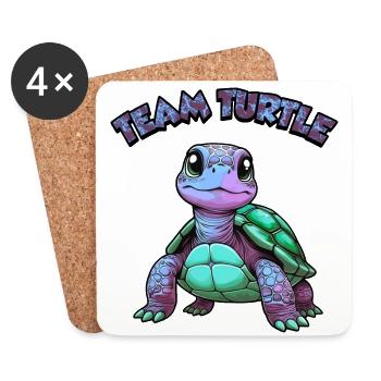 Team Schildkröte - 2 - Untersetzer (4er-Set) - Weiß - Vorne