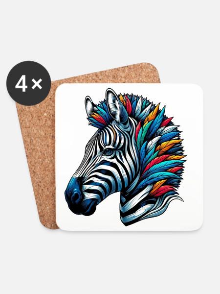 Zebra - Untersetzer (4er-Set) - Weiß