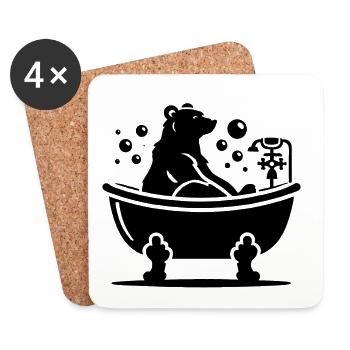 Niedlicher Bär in der Badewanne - Untersetzer (4er-Set) - Weiß - Vorne