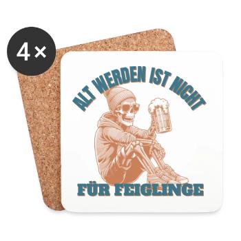 Alt werden ist nichts für Feiglinge - Untersetzer (4er-Set) - Weiß - Vorne