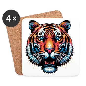 Tigre - Dessous de verre (lot de 4) - blanc - Devant