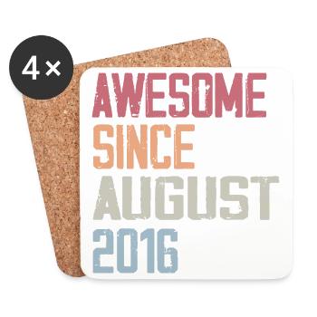 2016 Août - Cadeau D'anniversaire Août 2016 Août - Dessous de verre (lot de 4) - blanc - Devant