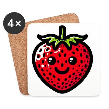 Erdbeeren Erdbeeren - Untersetzer (4er-Set) - Weiß - Vorne