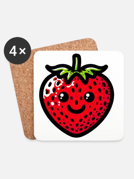 Strawberry Strawberries - Coasters (set of 4) - white