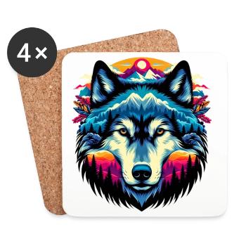 Wolf - Coasters (set of 4) - white - Front