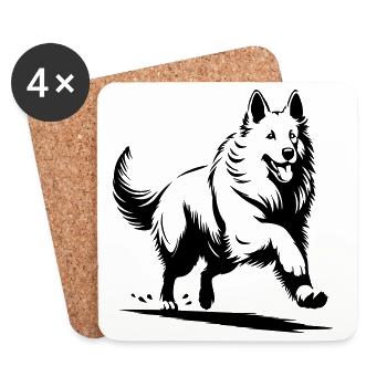 Schweizer Schäferhund - Untersetzer (4er-Set) - Weiß - Vorne