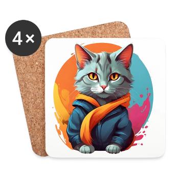 Stylish Urban Feline - Coasters (set of 4) - white - Front