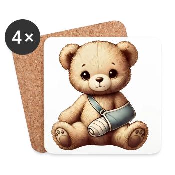heartwarming teddy bear as a comforter - Coasters (set of 4) - white - Front