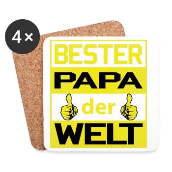 Bester Papa der Welt - stolz zum Zeigen - Untersetzer (4er-Set) - Weiß - Vorne