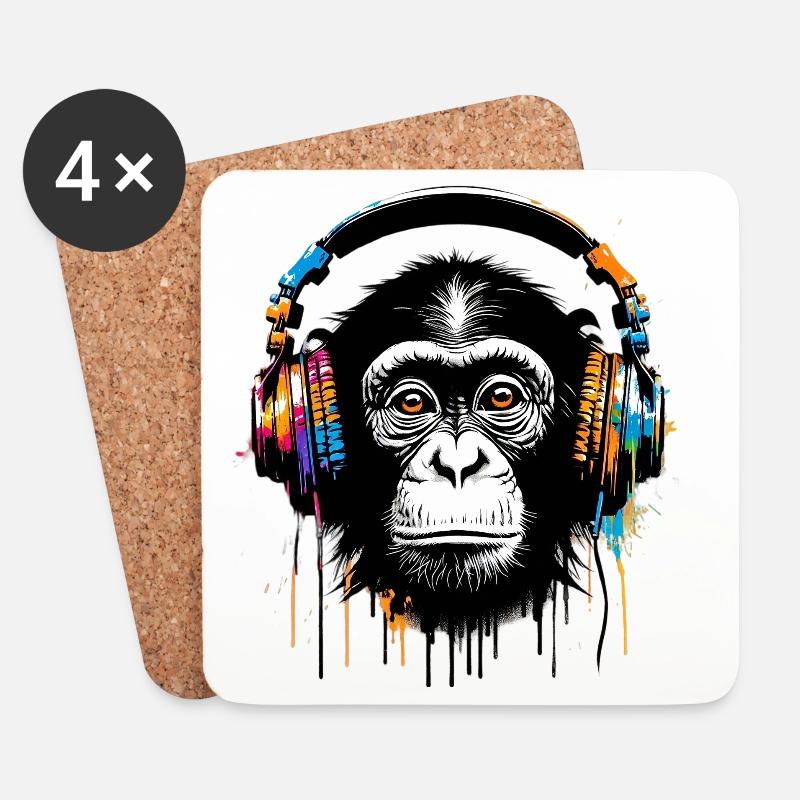 Monkey - Coasters (set of 4) - white