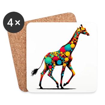 Girafe - Dessous de verre (lot de 4) - blanc - Devant