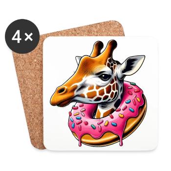 funny eye candy - giraffe with donut - Coasters (set of 4) - white - Front