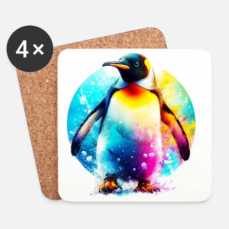 Pinguin - Untersetzer (4er-Set) - Weiß