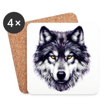 Wolf - Untersetzer (4er-Set) - Weiß - Vorne