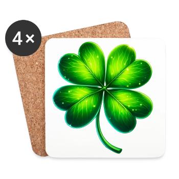 Trèfle à quatre feuilles - Dessous de verre (lot de 4) - blanc - Devant