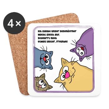 Chats le matin - Dessous de verre (lot de 4) - blanc - Devant
