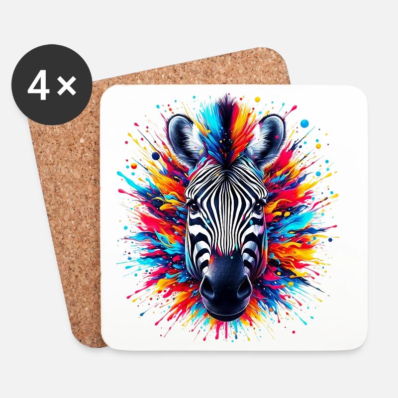 Zebra - Untersetzer (4er-Set) - Weiß