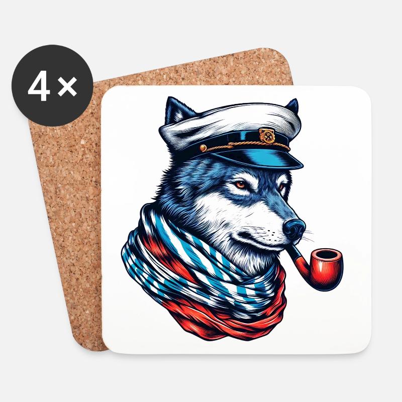 Seewolf Wolf Wölfe - Untersetzer (4er-Set) - Weiß