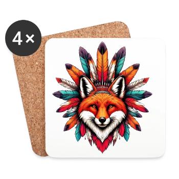 American Indian Fox American Redskin - Coasters (set of 4) - white - Front