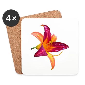 Hémérocalle tropicale - Fleur d’hémérocallis - Dessous de verre (lot de 4) - blanc - Devant