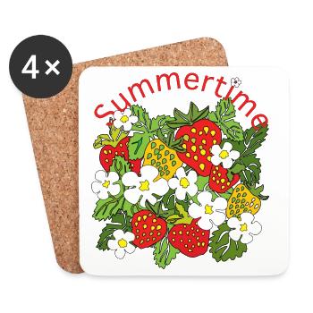Summer Fruit Pattern Trio - Coasters (set of 4) - white - Front