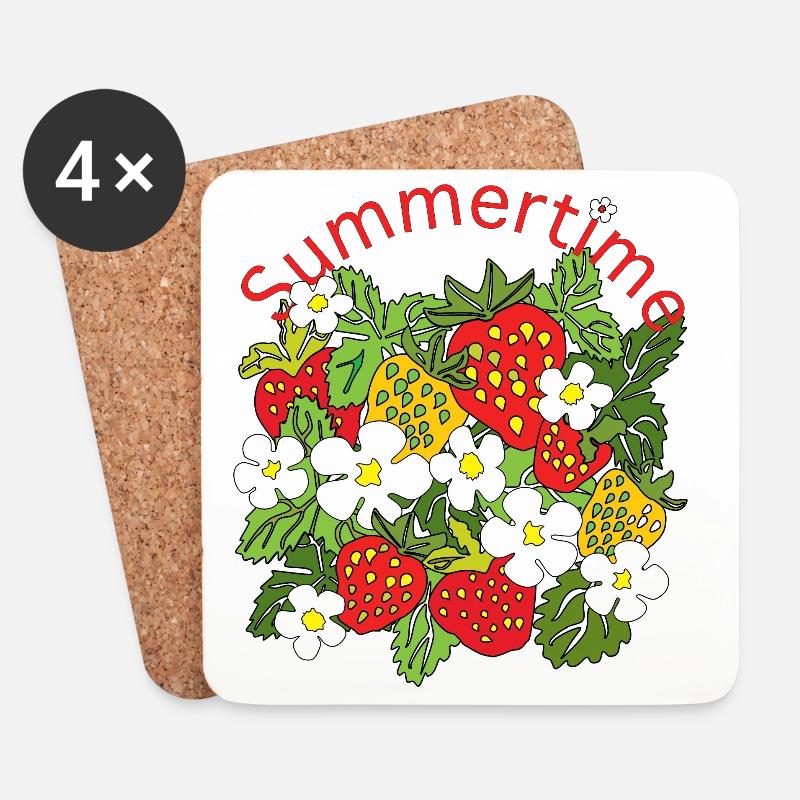 Sommerfrüchte Muster Trio - Untersetzer (4er-Set) - Weiß