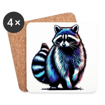 Raton laveur - Dessous de verre (lot de 4) - blanc - Devant