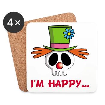 Clown Skull - Coasters (set of 4) - white - Front