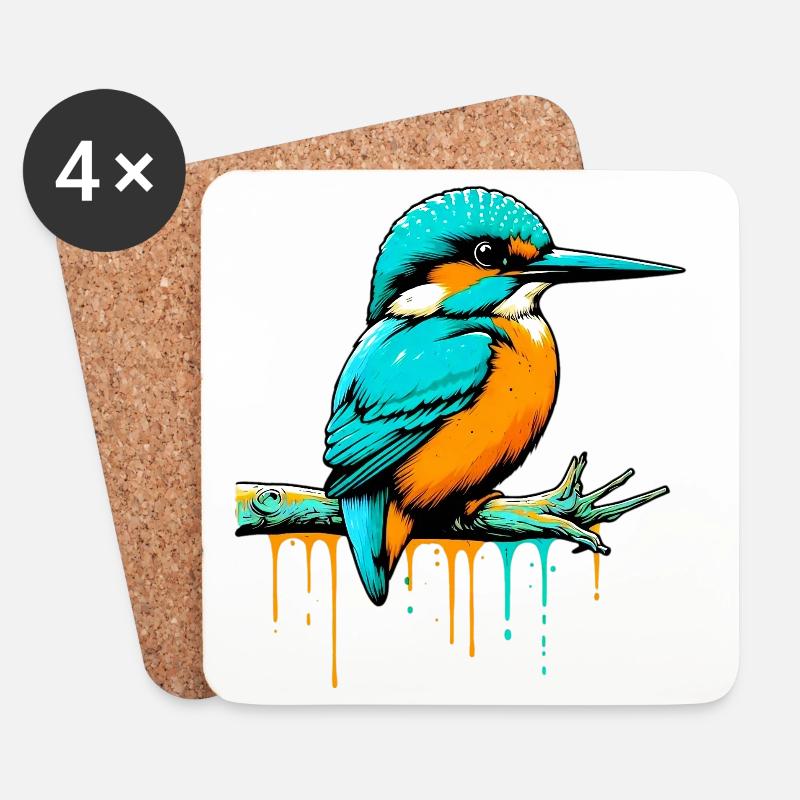 Eisvogel - Untersetzer (4er-Set) - Weiß