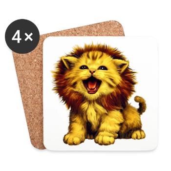 Chat Lion - Dessous de verre (lot de 4) - blanc - Devant