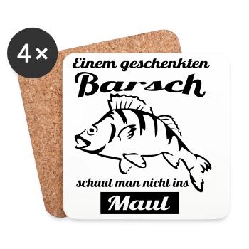 Angler Motiv mit Barsch - Untersetzer (4er-Set) - Weiß - Vorne