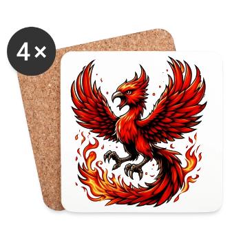 Phénix rouge - Dessous de verre (lot de 4) - blanc - Devant
