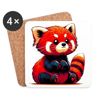 Kleiner Panda - Untersetzer (4er-Set) - Weiß - Vorne