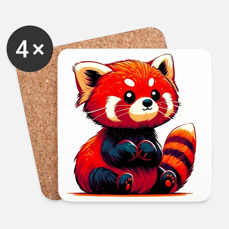 Kleiner Panda - Untersetzer (4er-Set) - Weiß