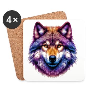 Wolf - Untersetzer (4er-Set) - Weiß - Vorne