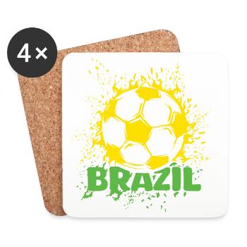 Brésil Football Explosion Brésil Joueur de football Fan - Dessous de verre (lot de 4) - blanc - Devant
