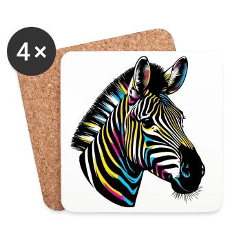 Zebra - Untersetzer (4er-Set) - Weiß - Vorne
