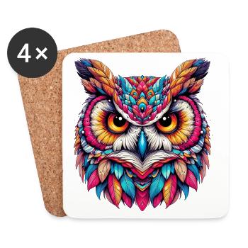 Hibou - Dessous de verre (lot de 4) - blanc - Devant