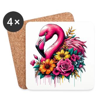 Flamant - Dessous de verre (lot de 4) - blanc - Devant
