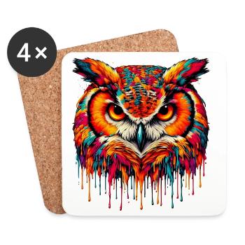 Hibou - Dessous de verre (lot de 4) - blanc - Devant
