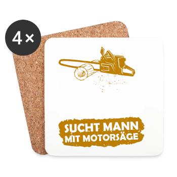 Frau mit Wald, sucht Mann mit Motorsäge - Untersetzer (4er-Set) - Weiß - Vorne