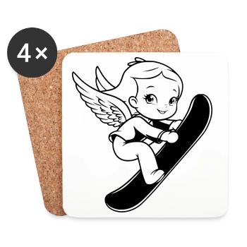 Ange du snowboard - Dessous de verre (lot de 4) - blanc - Devant