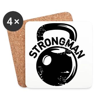 kettlebell strongman Fitness Gewichte Symbol Logo - Untersetzer (4er-Set) - Weiß - Vorne