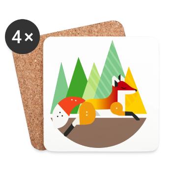 Fuchs Motiv – Ruhe und Natur im geometrischen Stil - Untersetzer (4er-Set) - Weiß - Vorne
