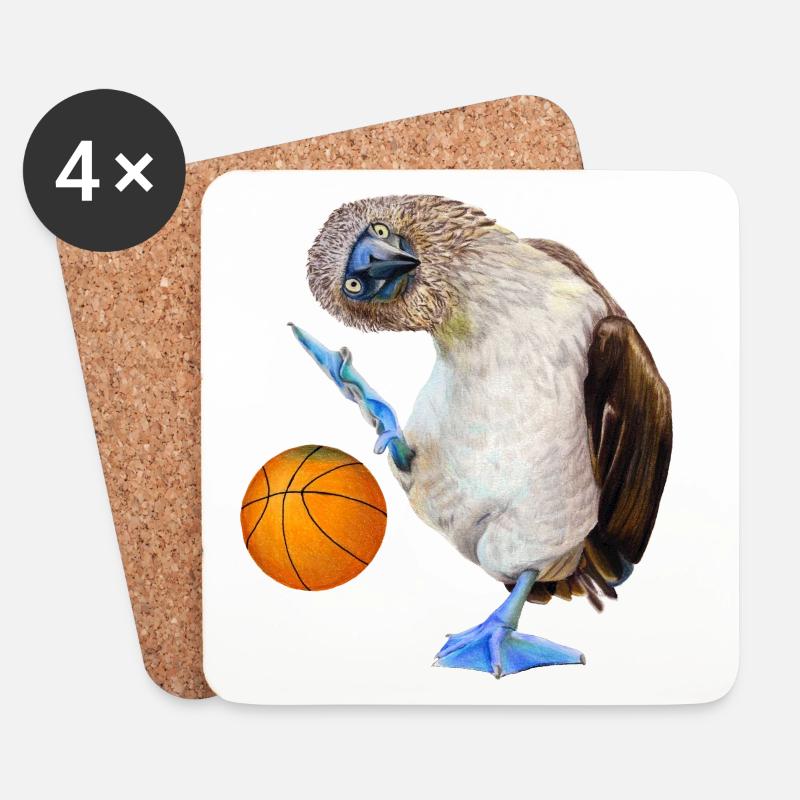 Blaufußtölpel Basketball - Untersetzer (4er-Set) - Weiß