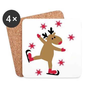 Lustiger Elch zu Weihnachten - Untersetzer (4er-Set) - Weiß - Vorne