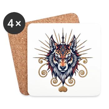 Stunning Wolf Head - Coasters (set of 4) - white - Front