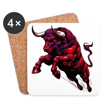 Stier - Untersetzer (4er-Set) - Weiß - Vorne