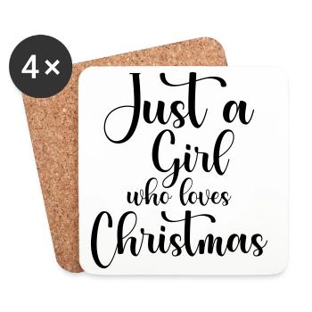 Girl Loves Christmas - Untersetzer (4er-Set) - Weiß - Vorne
